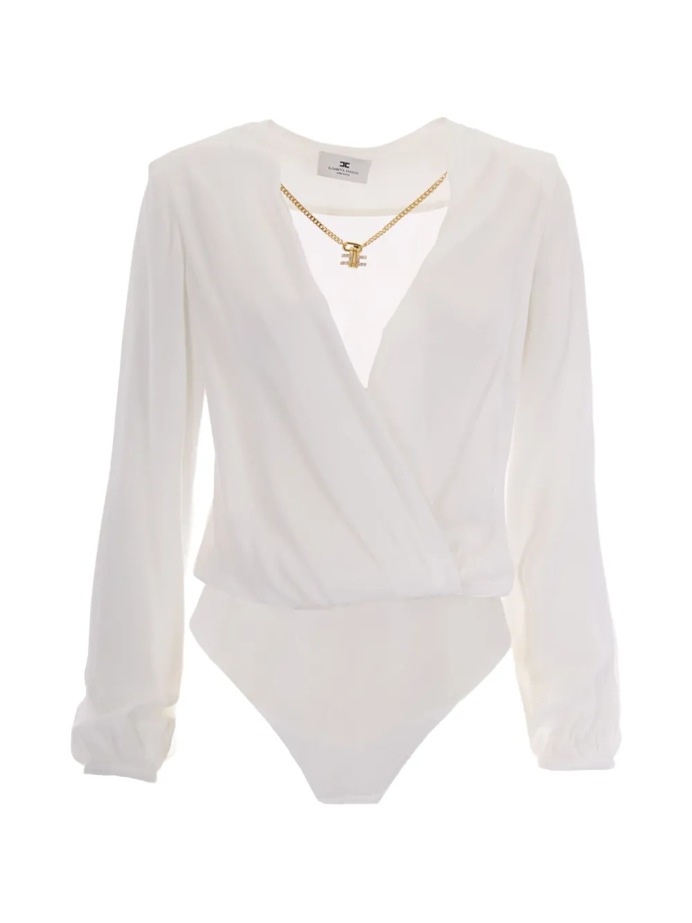 Elisabetta Franchi draped chain-detail bodysuit - Bianco