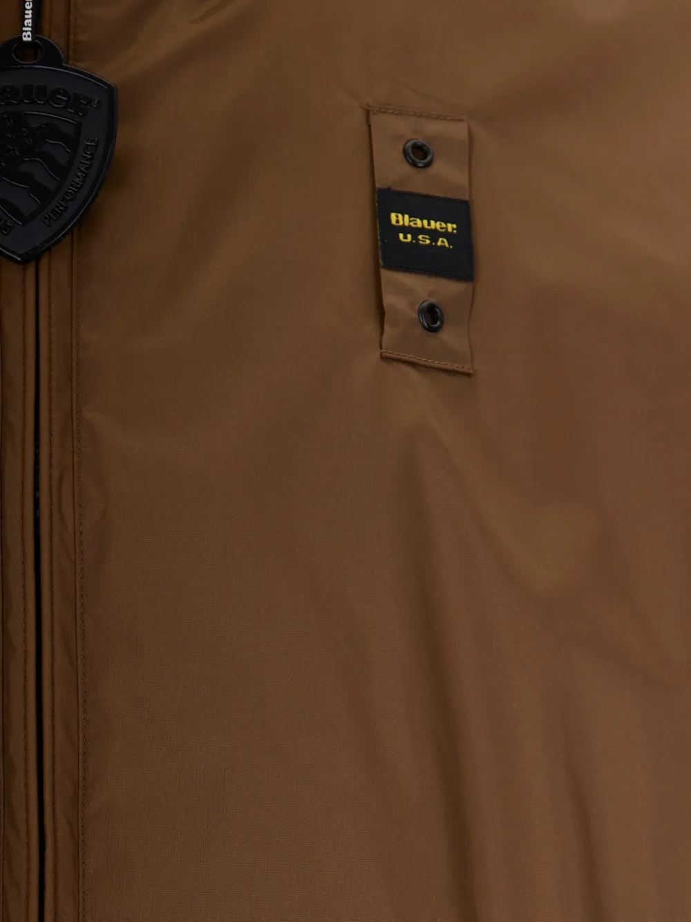 Blauer Jack met capuchon en logopatch Bruin
