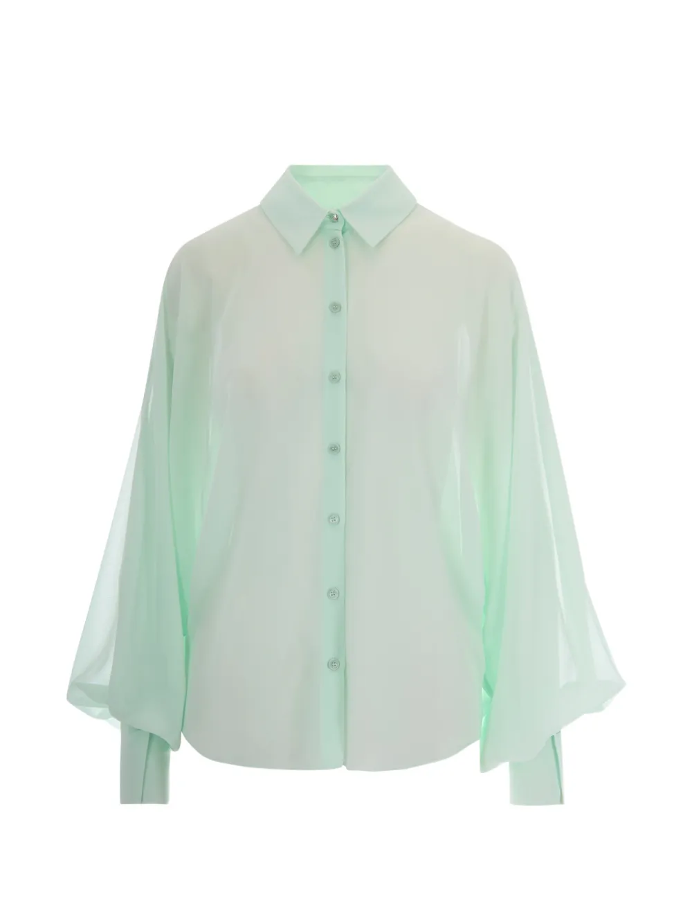 Patrizia Pepe puff-sleeve sheer shirt - Verde