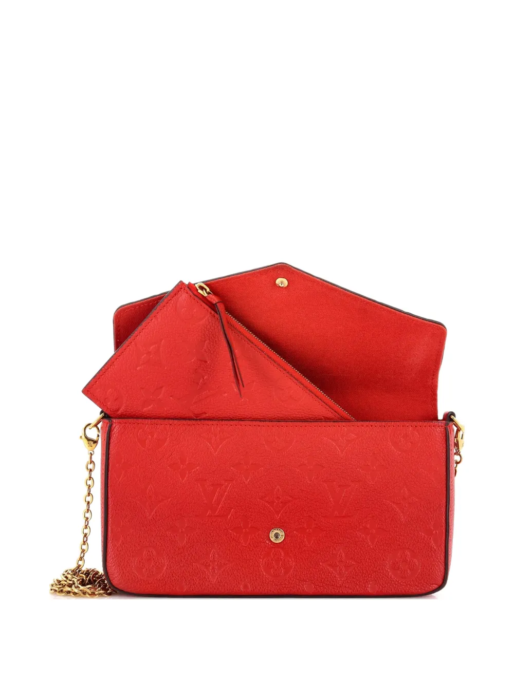 Louis Vuitton Pre-owned Felicie Pochette Monogram Empreinte Leather Crossbody Bag in Red, view 4