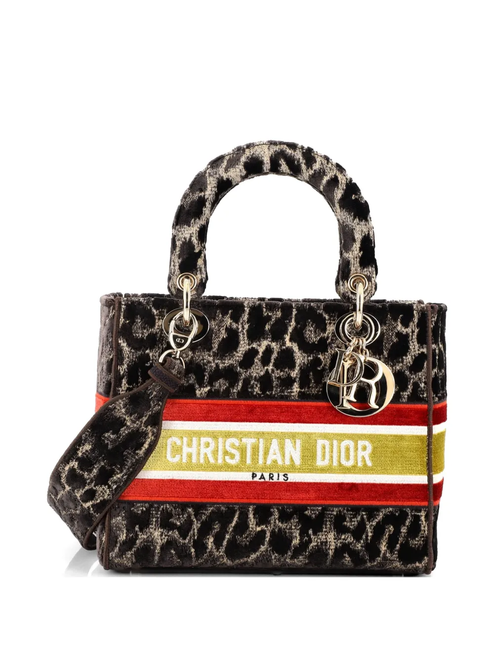 Christian Dior Pre-Owned Lady D-Lite Bag Mizza Embroidered Velvet Medium tote bag - Braun