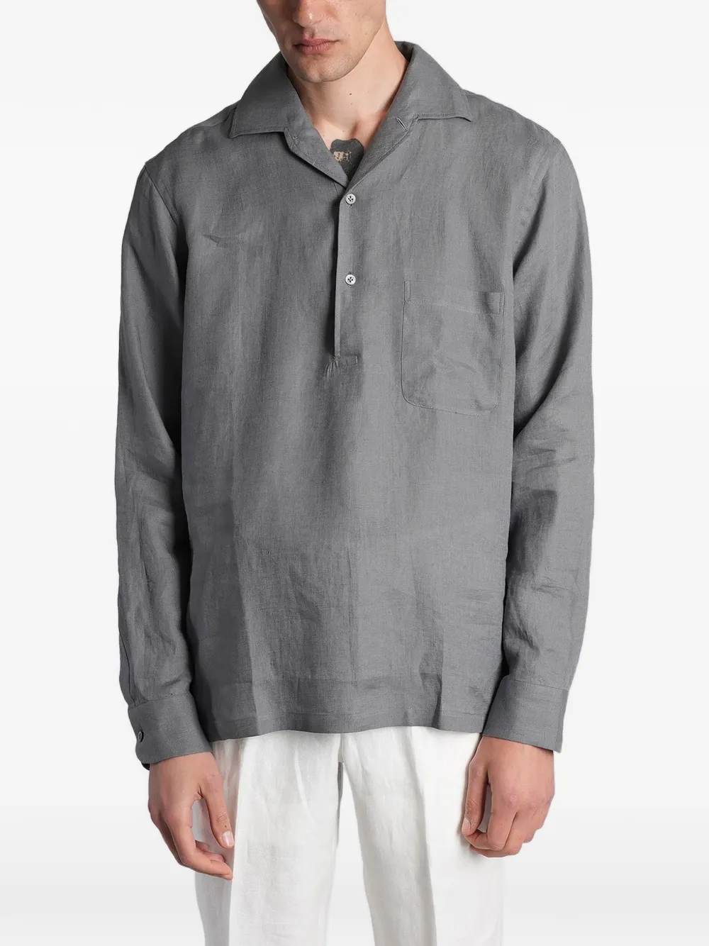 Lardini chest-pocket long-sleeve polo shirt - Grau