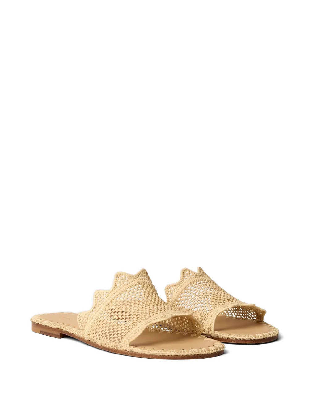 ODISSI Lucia gewelfde raffia sandalen Beige