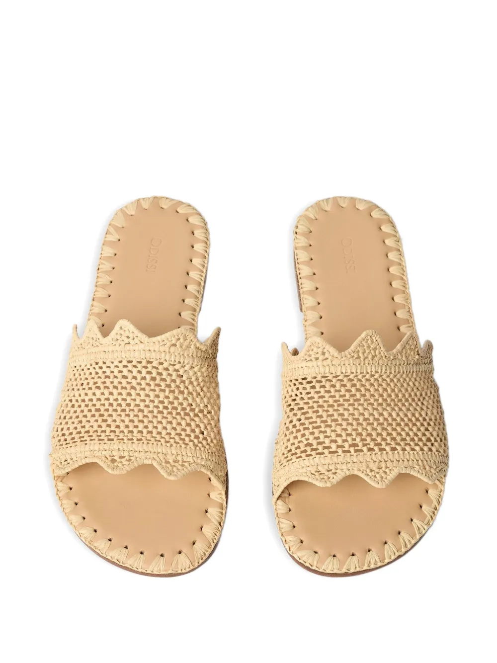 ODISSI Lucia gewelfde raffia sandalen Beige