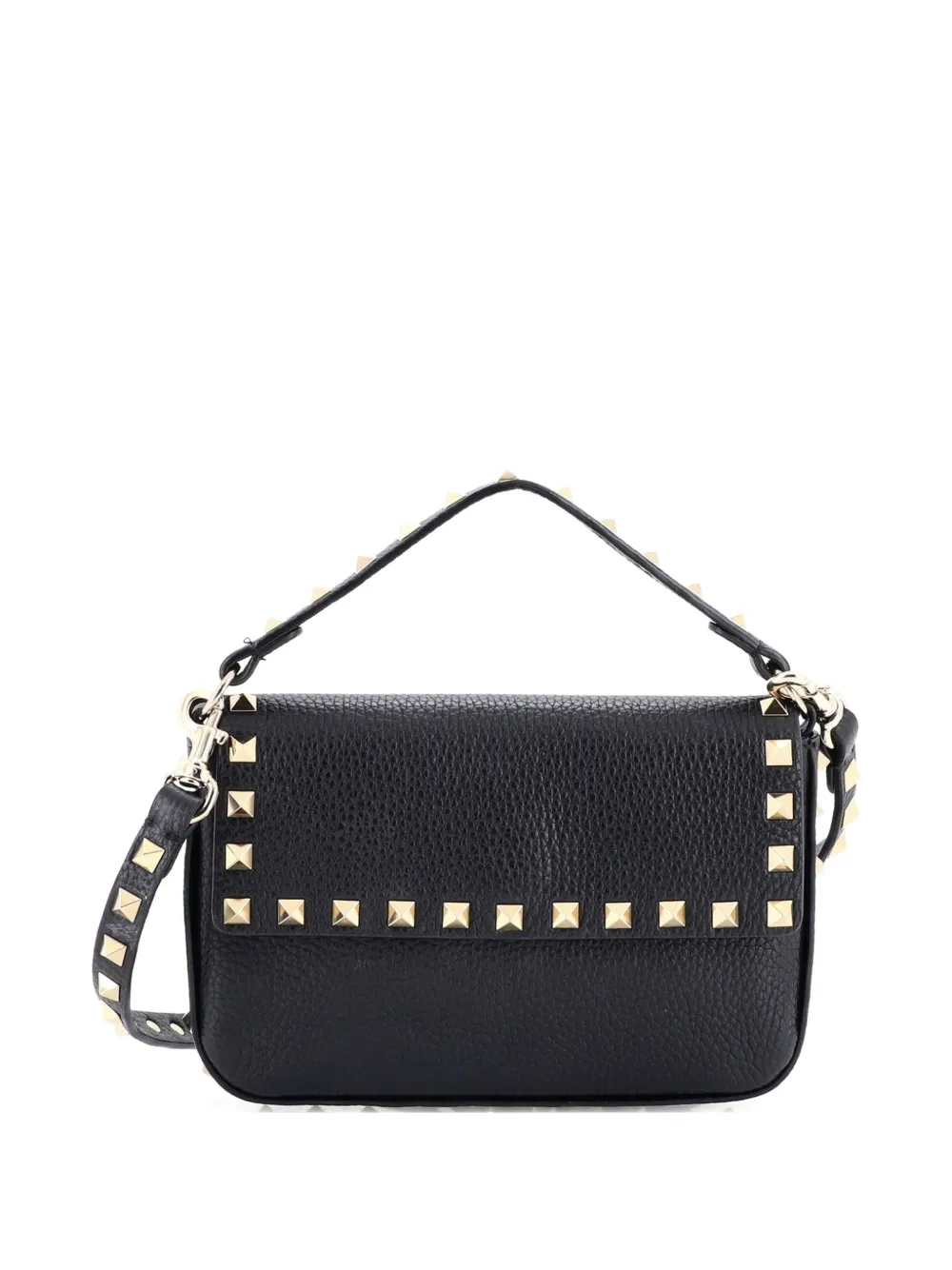 Valentino Garavani Pre-Owned Rockstud Top Handle Pouch Leather Mini crossbody bag - Nero