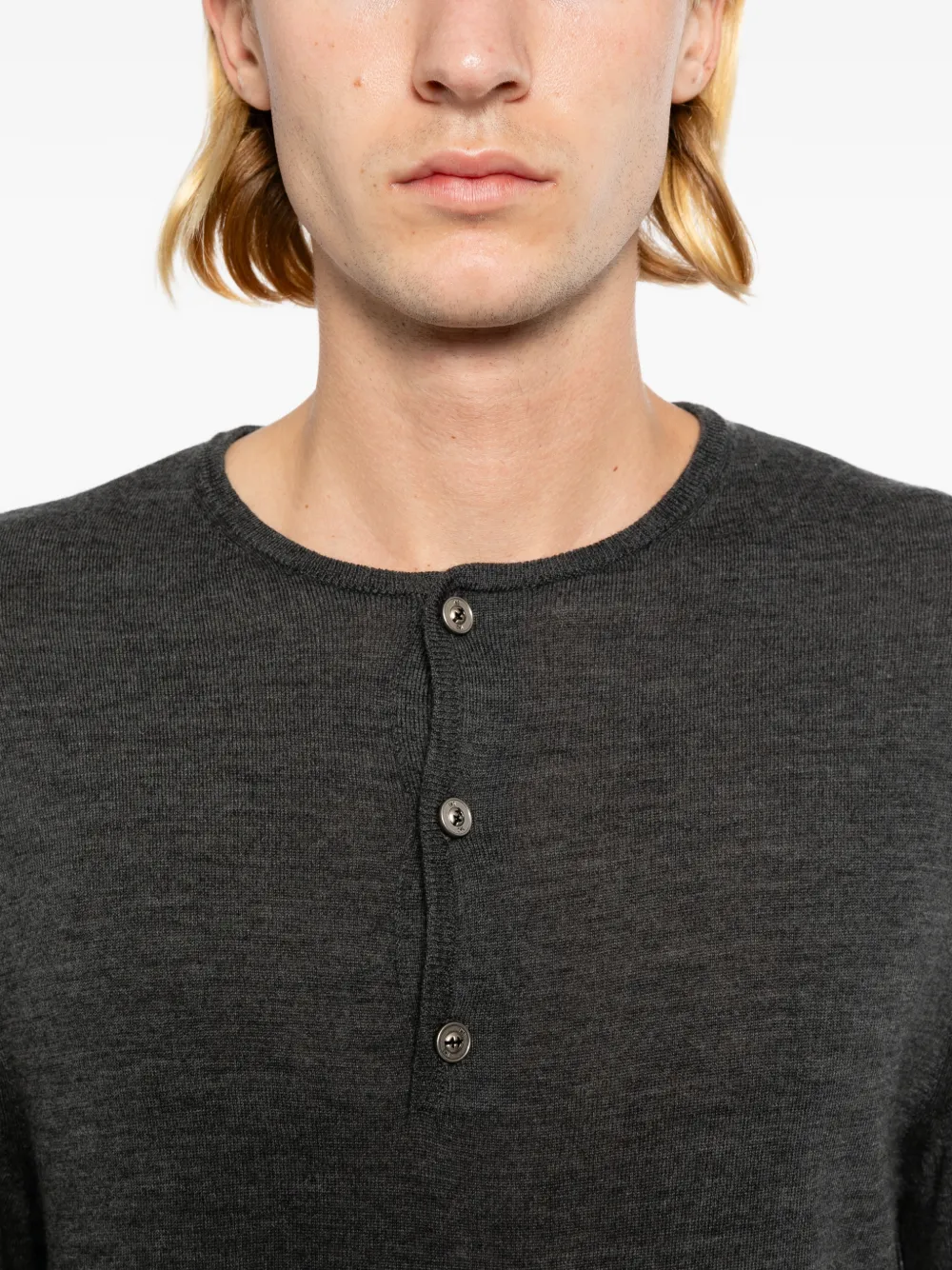 TEAM WANG design Reset Henley T-shirt Grijs