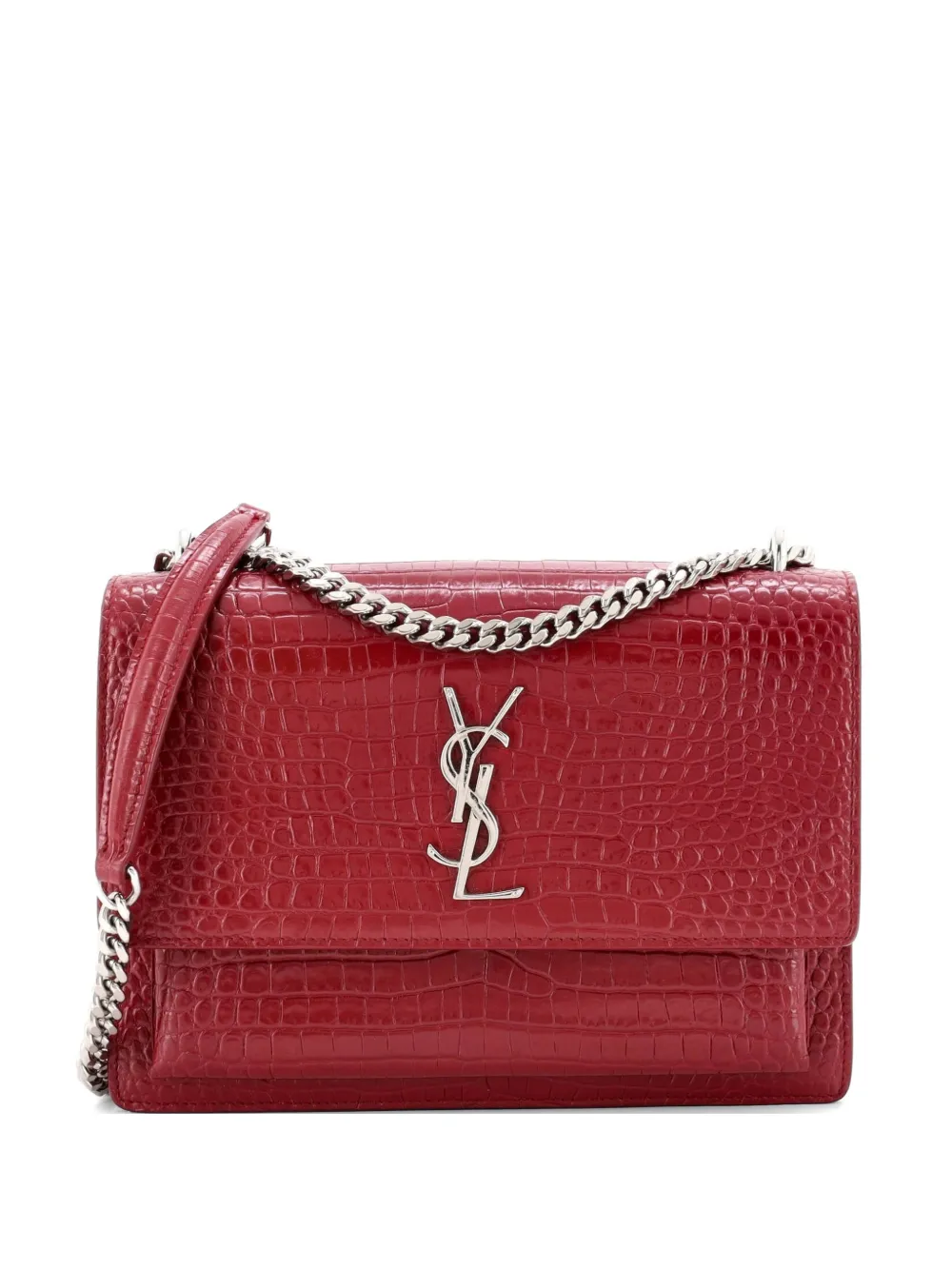 Saint Laurent Pre-Owned Sunset Crocodile Embossed Leather Medium crossbody bag - Red