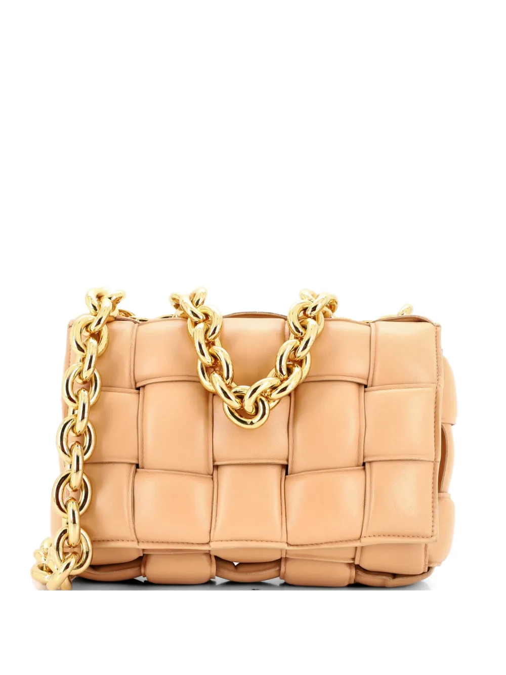 Bottega Veneta Pre-Owned Cassette Chain Padded Maxi Intrecciato Leather crossbody bag - Neutrals
