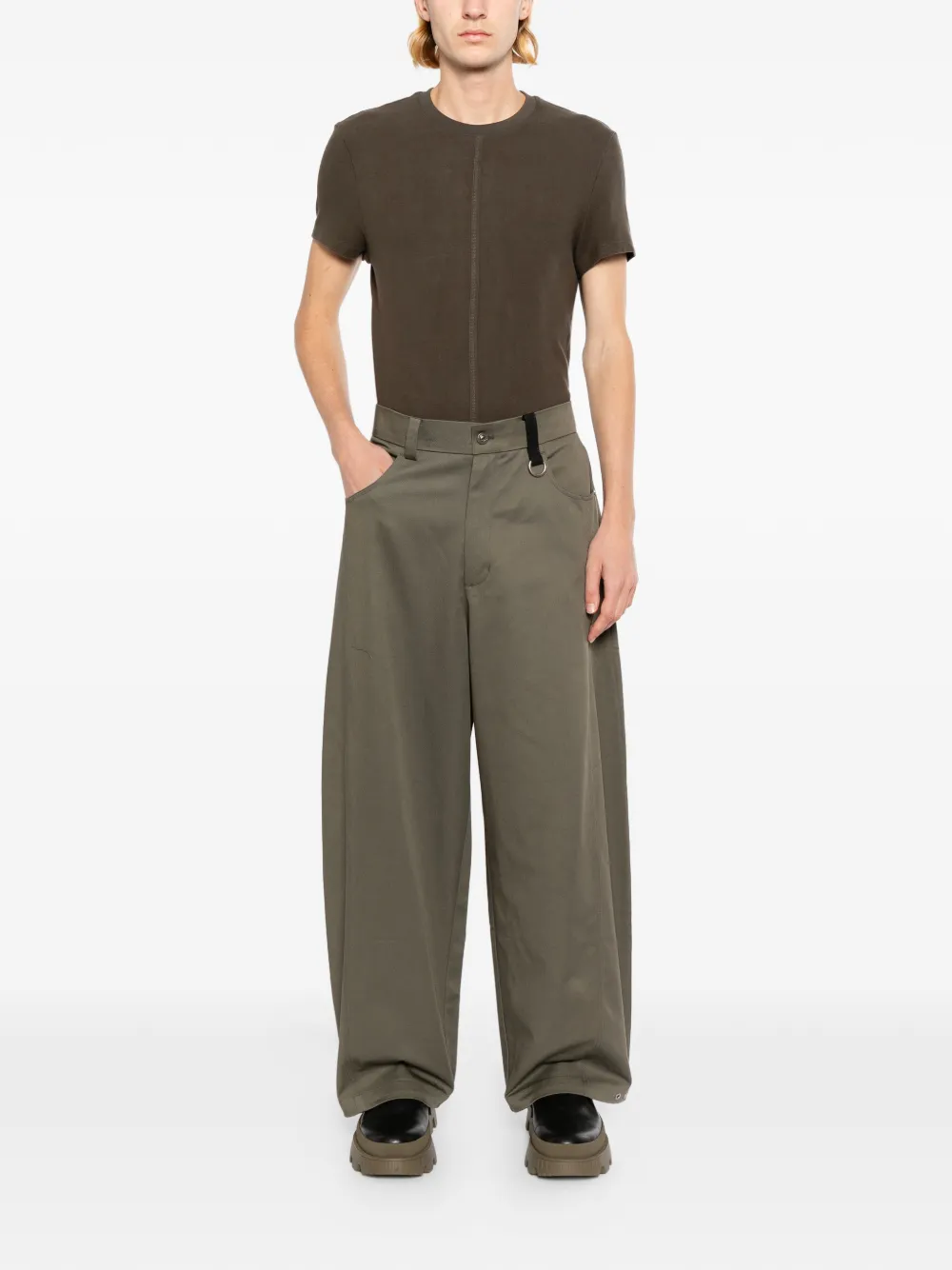 TEAM WANG design Reset broek met wijde pijpen Groen