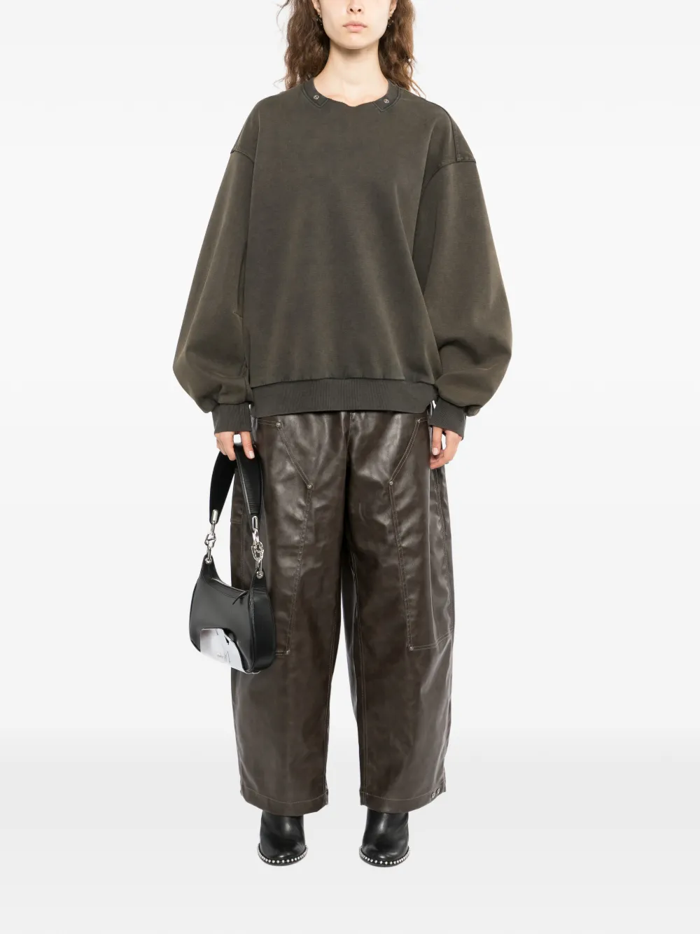 TEAM WANG design Reset broek met wijde pijpen Bruin