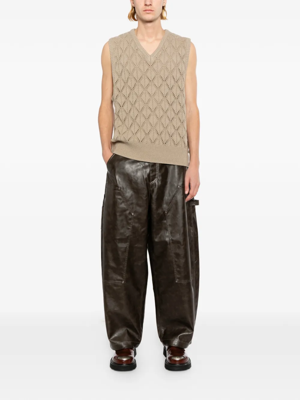TEAM WANG design Reset broek met wijde pijpen Bruin