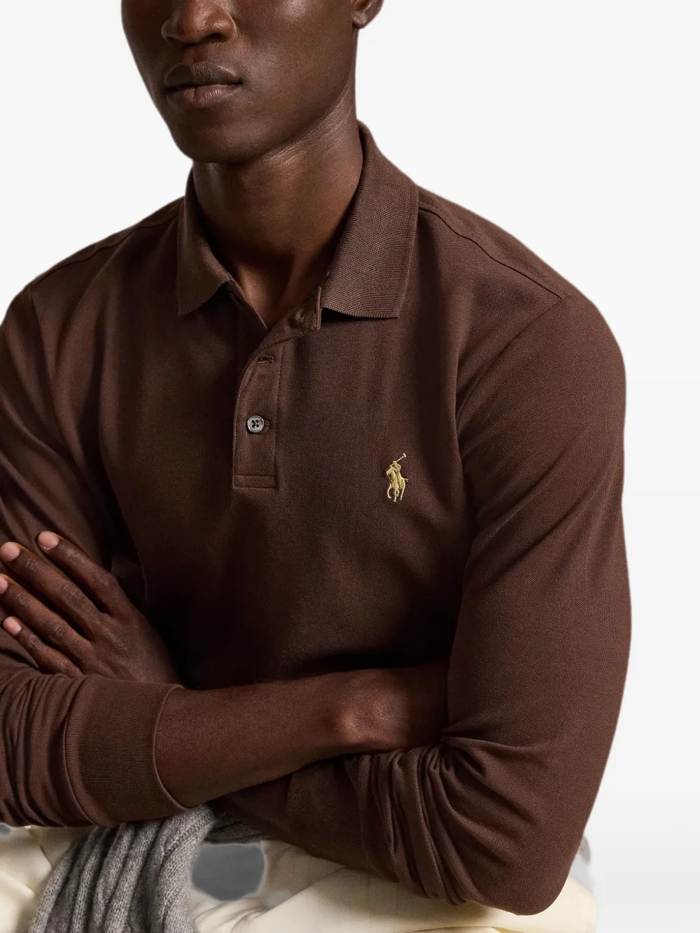 Polo Ralph Lauren Getailleerd mesh poloshirt Bruin