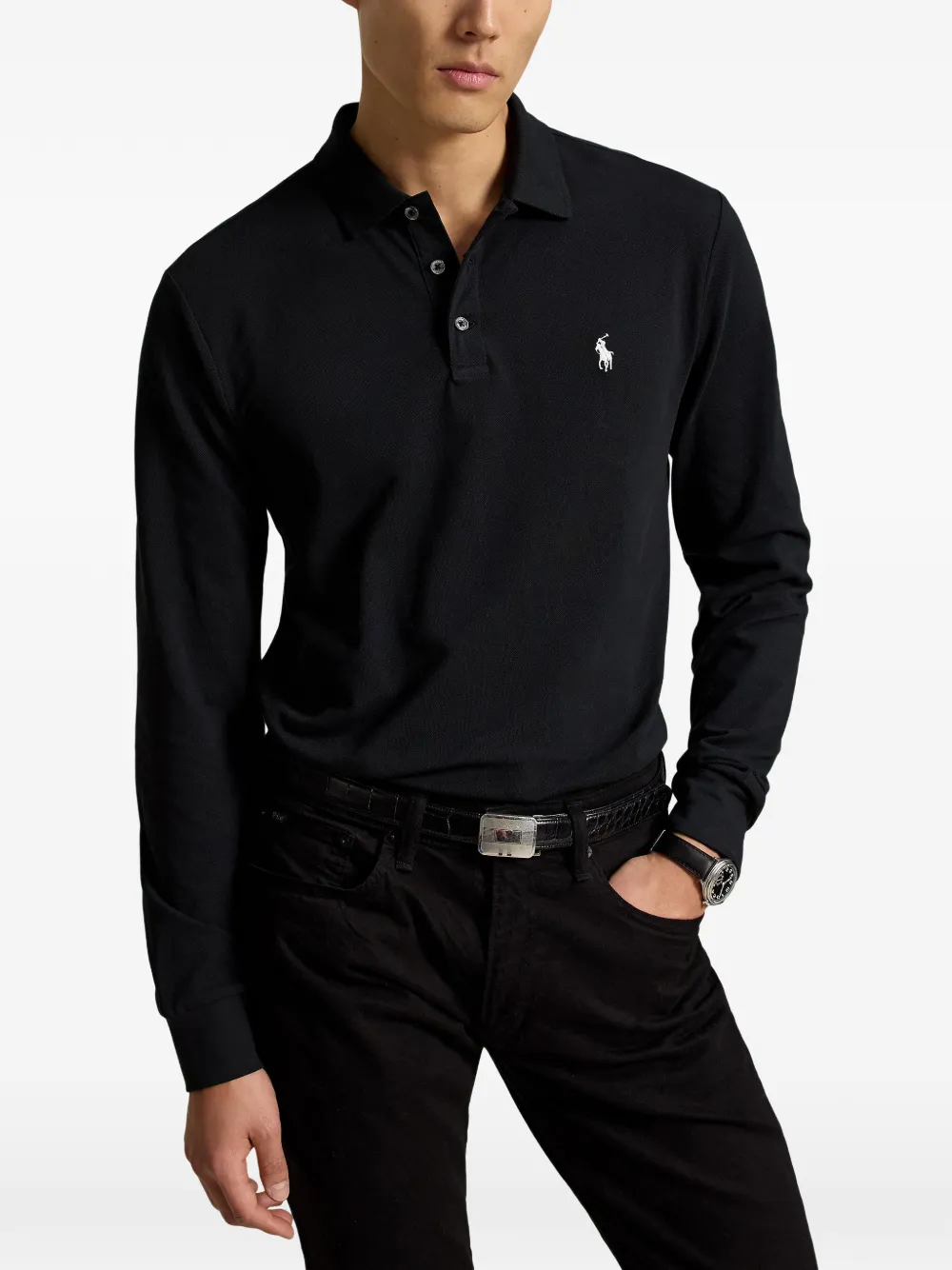 Polo Ralph Lauren Poloshirt met borduurwerk Zwart
