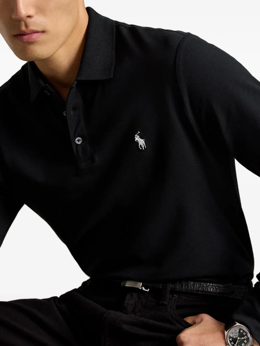 Polo Ralph Lauren Poloshirt met borduurwerk Zwart