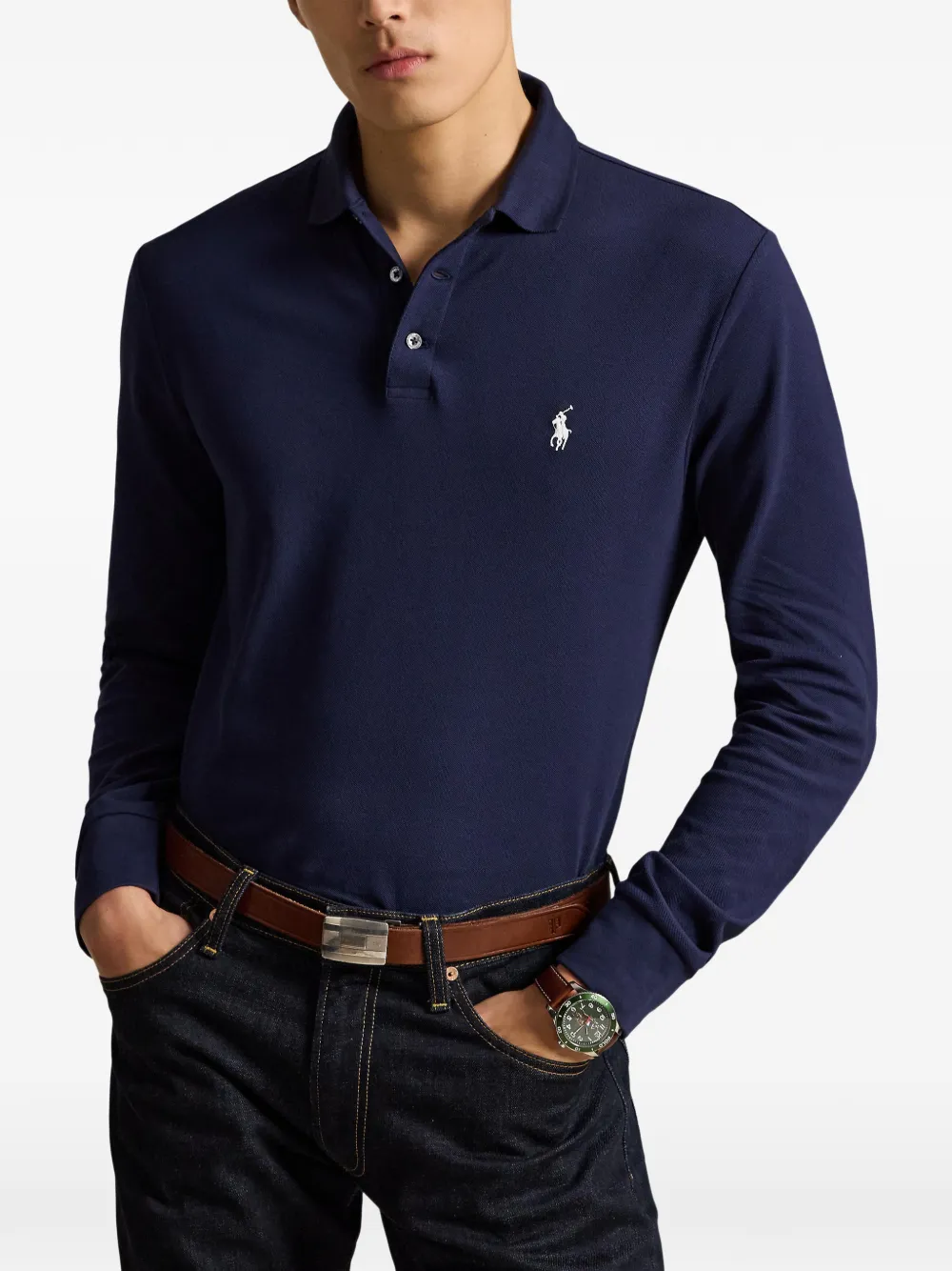 Polo Ralph Lauren Slim-fit poloshirt met borduurwerk Blauw