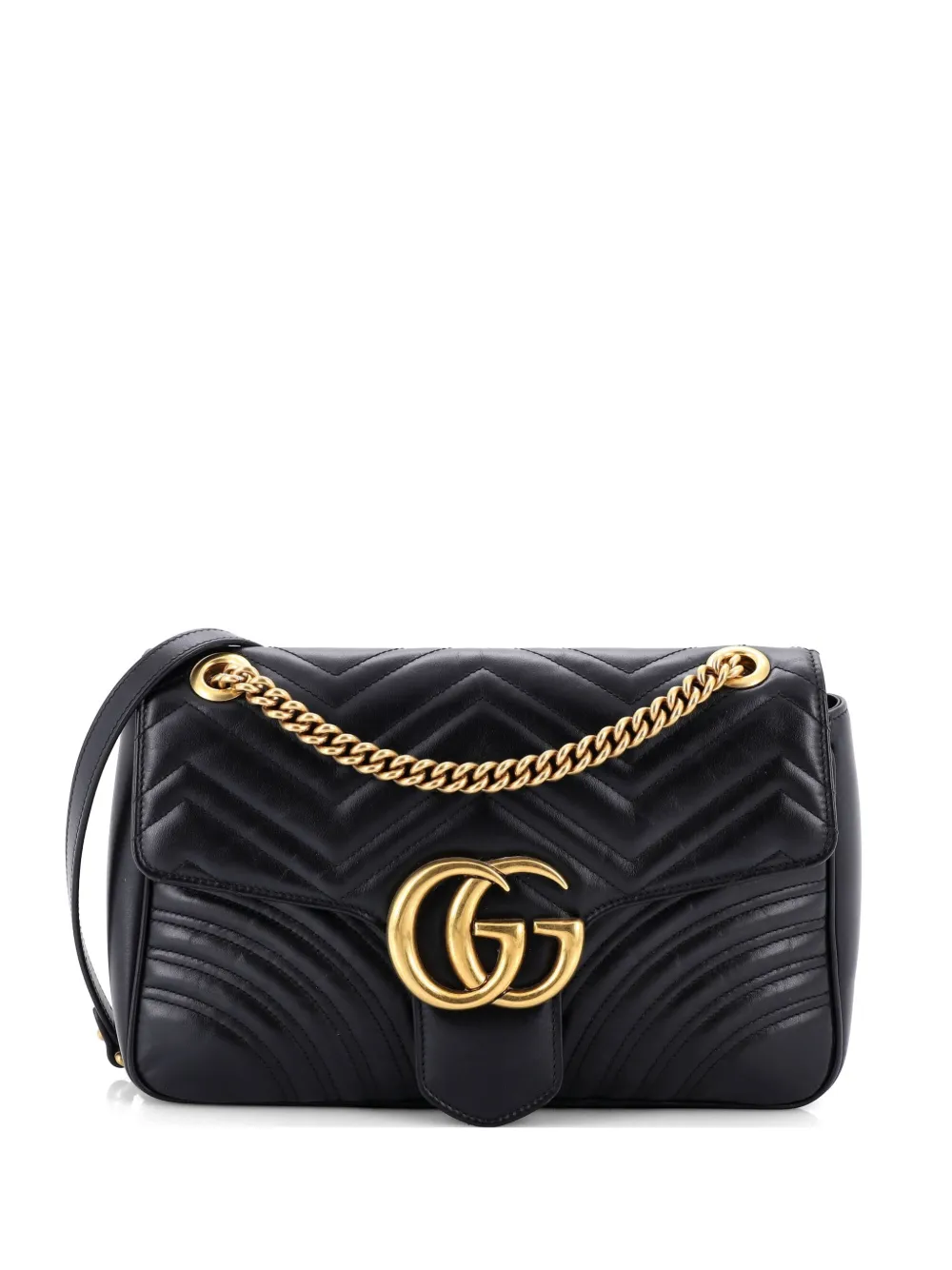 Gucci Pre-Owned GG Marmont Flap Bag Matelasse Leather Medium shoulder bag - Nero