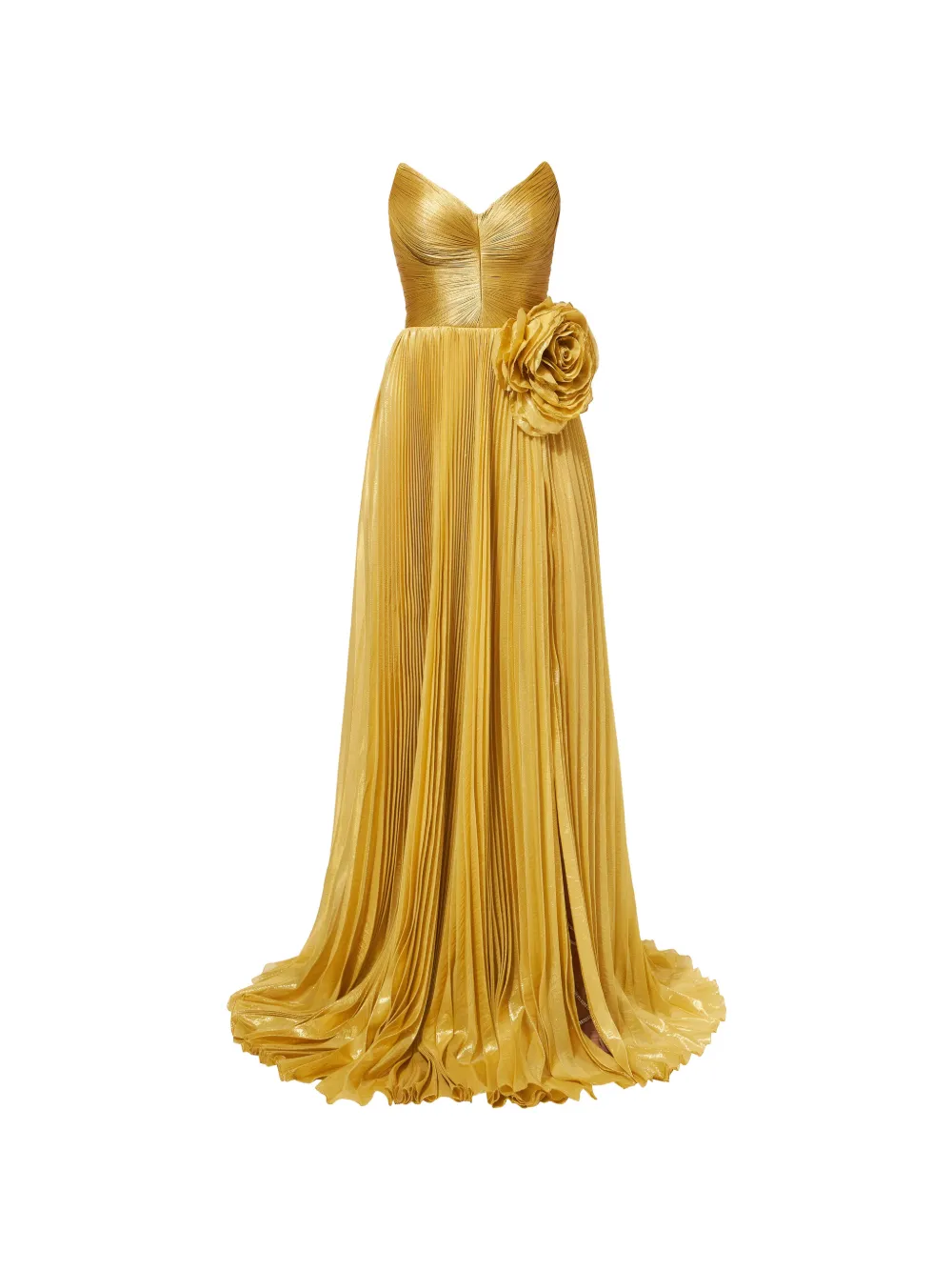 Iris Serban Mey floral-appliqué pleated gown - Oro