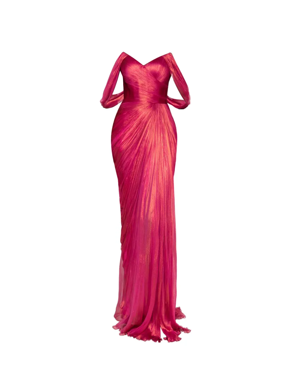 Iris Serban Ganya off-shoulder avondjurk met ruches Roze