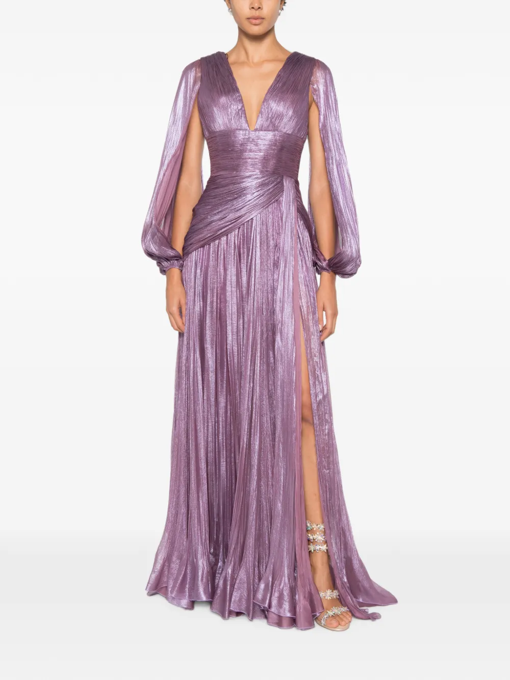 Iris Serban Birdie maxi-jurk met plissé-effect Paars