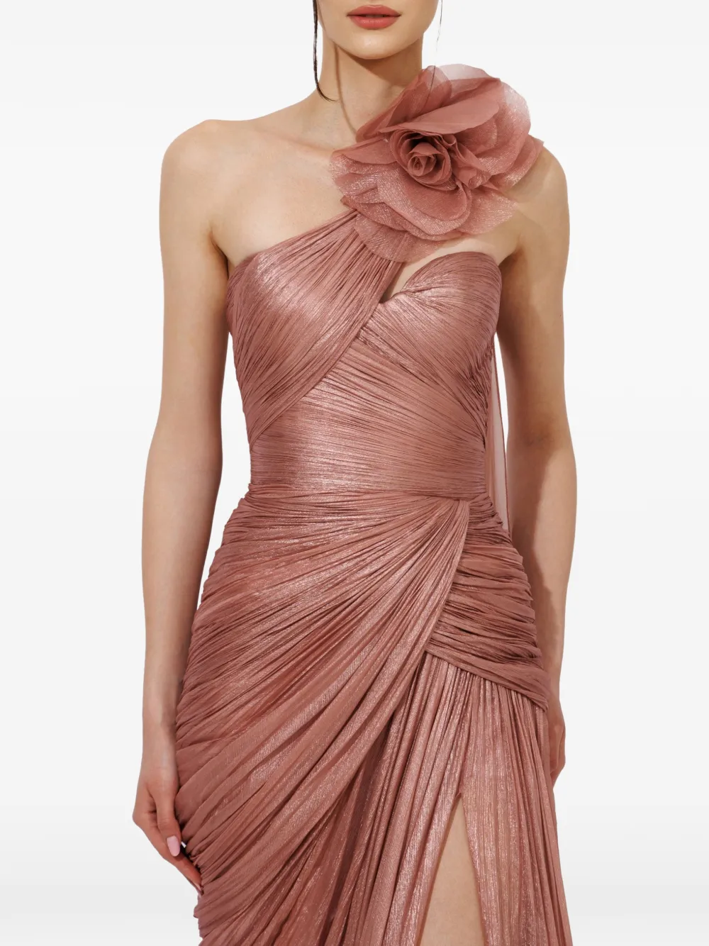Iris Serban One-Shoulder-Kleid mit Blumendetail - Rosa