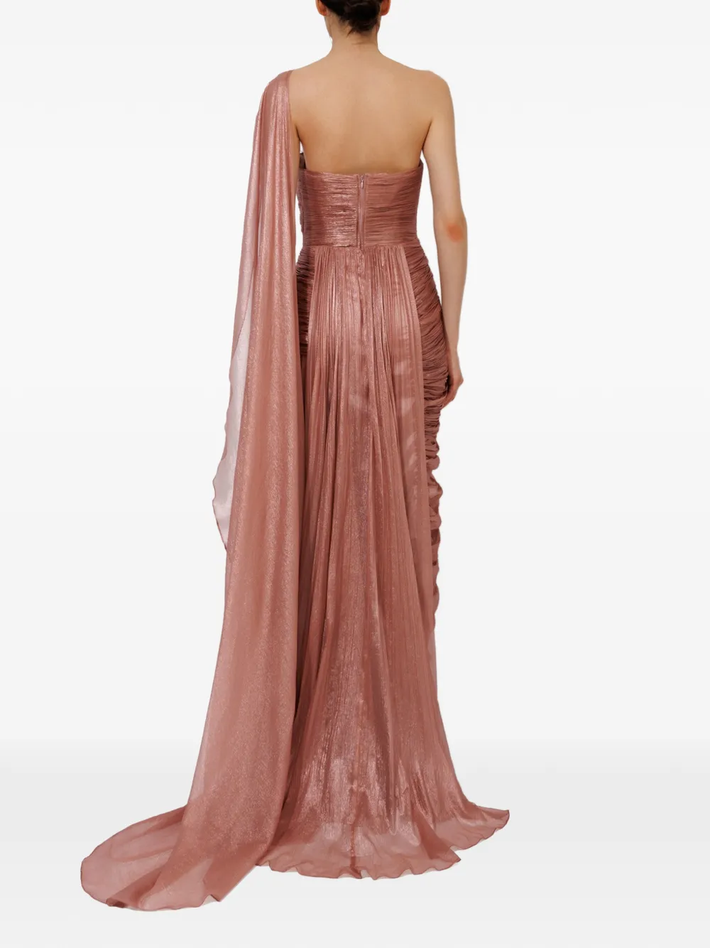 Iris Serban Asymmetrische maxi-jurk met bloemendetail Roze