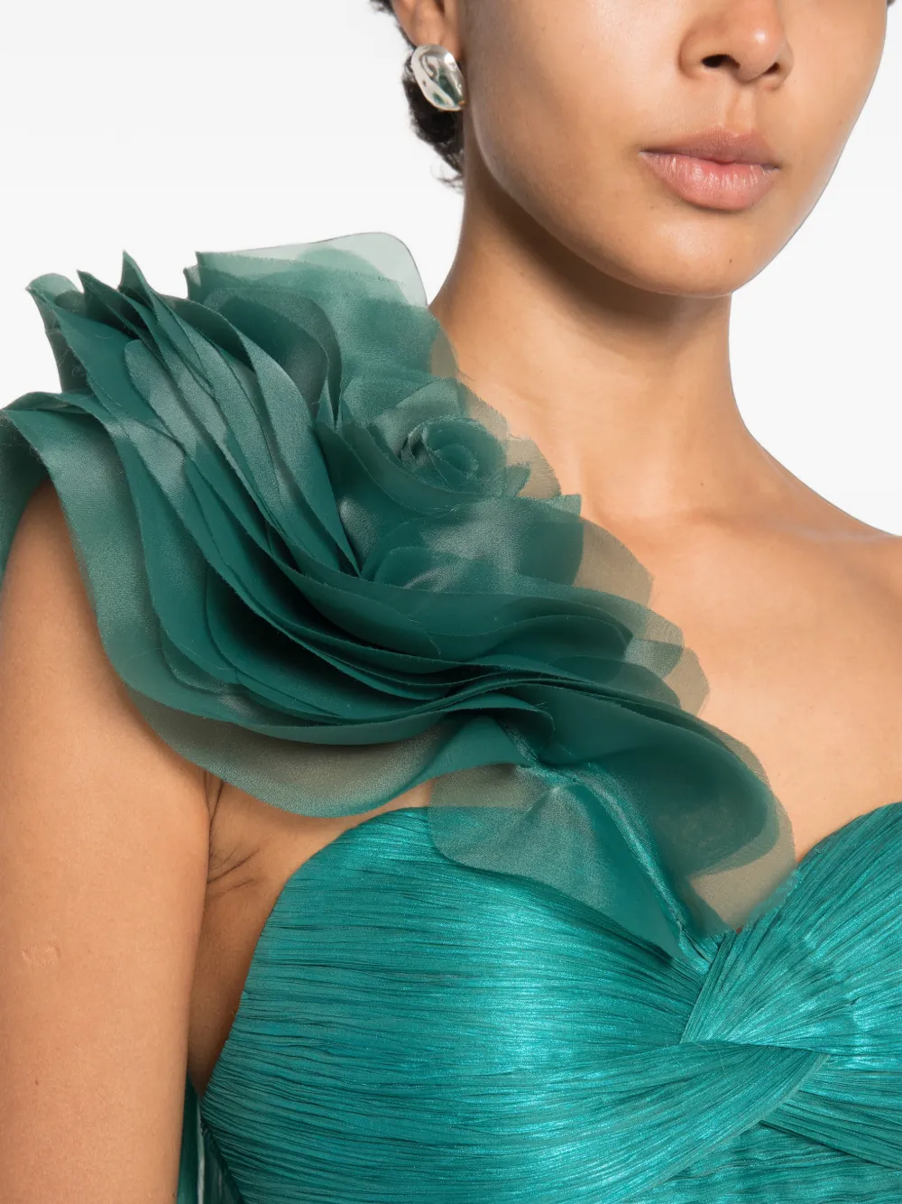 Iris Serban Megan asymmetrische maxi-jurk met bloemendetail Blauw