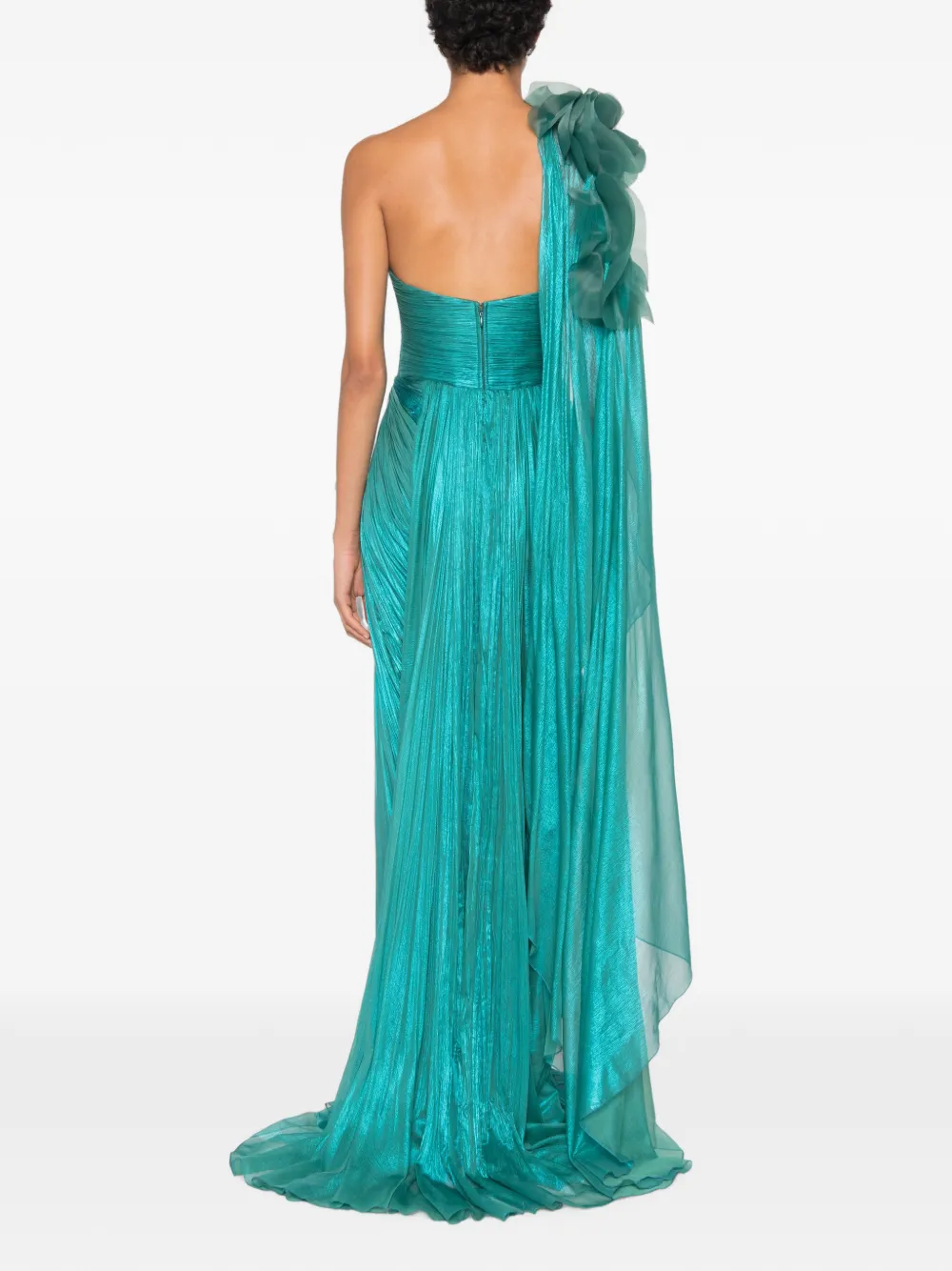 Iris Serban Megan asymmetrische maxi-jurk met bloemendetail Blauw