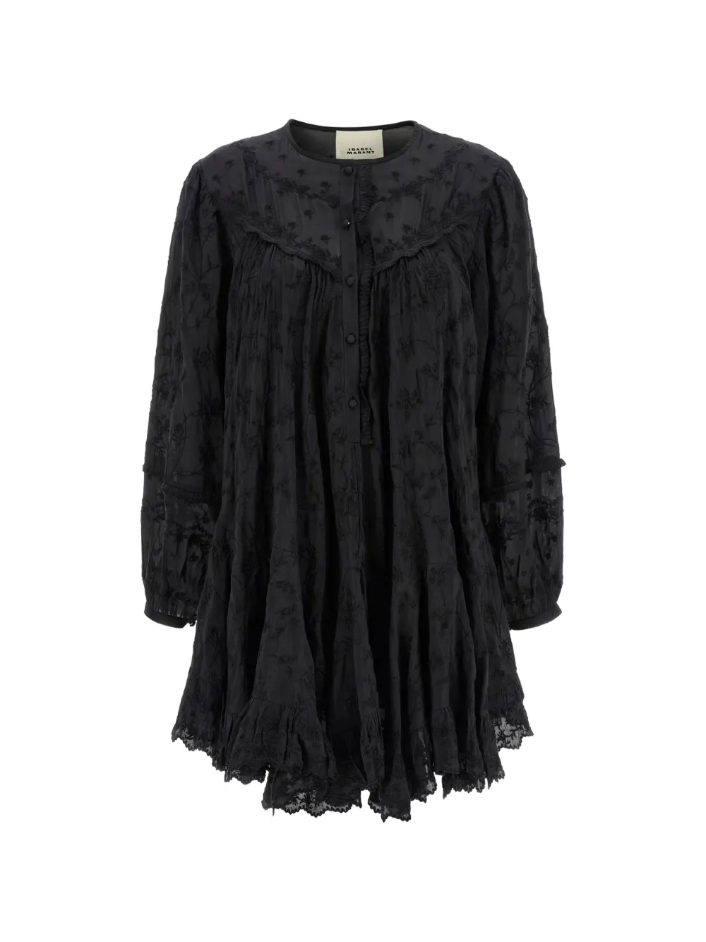 ISABEL MARANT Zame floral-embroidered ruffled mini dress - Schwarz