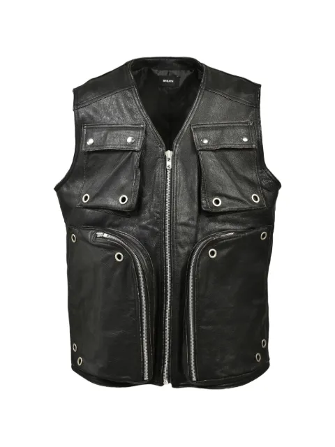 BREATH Grunge eyelet-embellished leather cargo vest