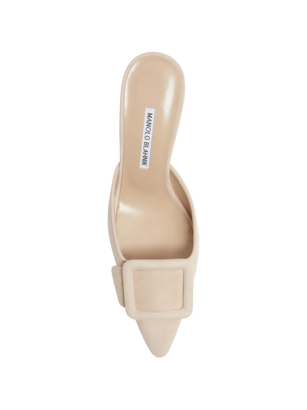 Manolo Blahnik buckle-detail suede mules Beige