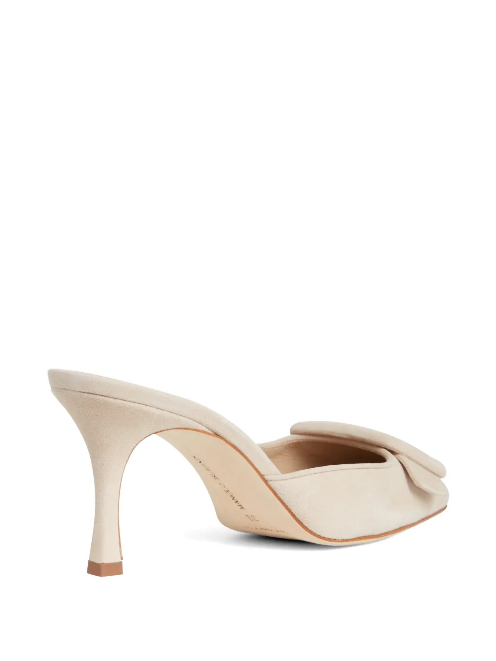 Manolo Blahnik buckle-detail suede mules Beige
