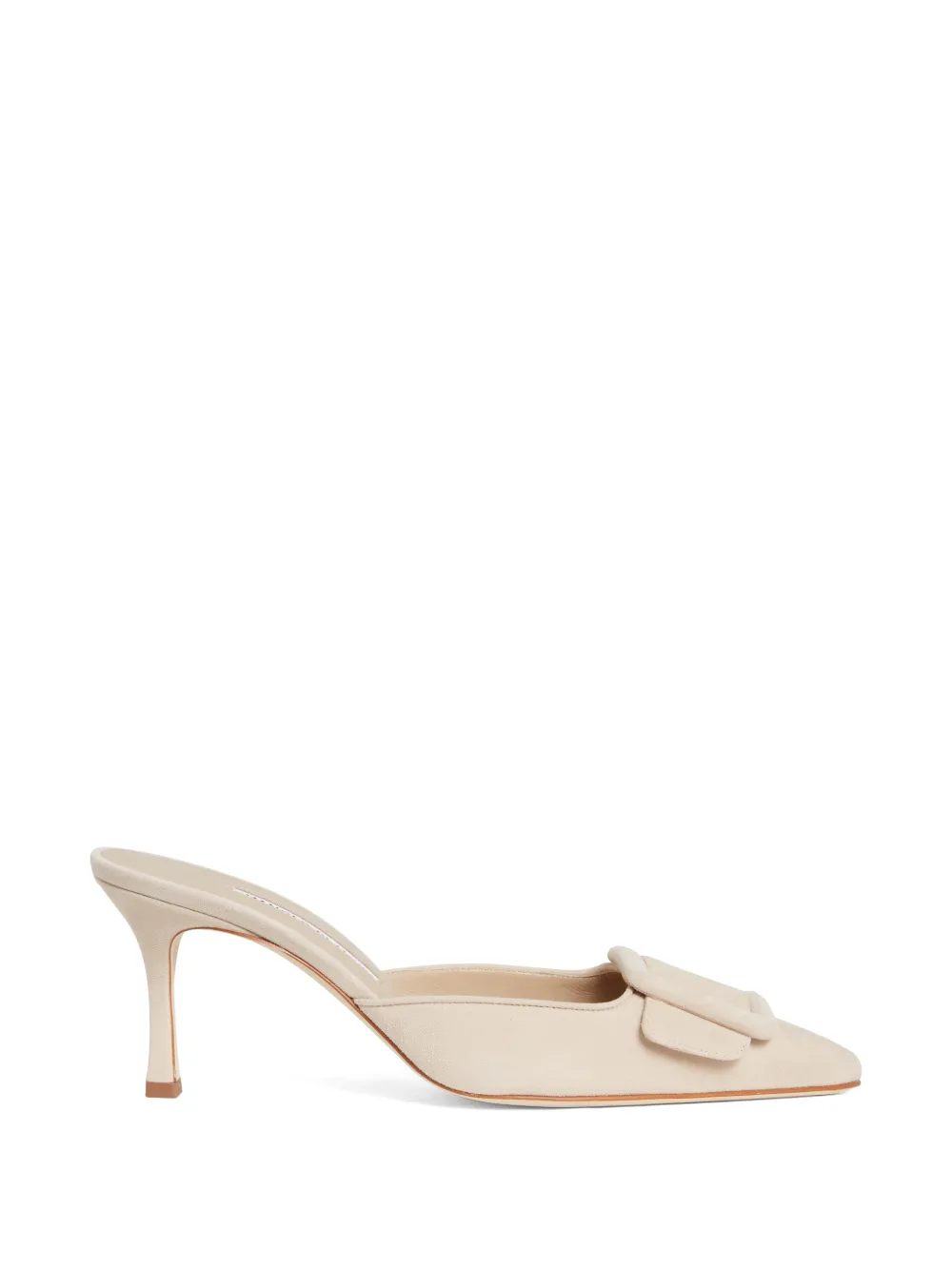 Manolo Blahnik buckle-detail suede mules - Nude