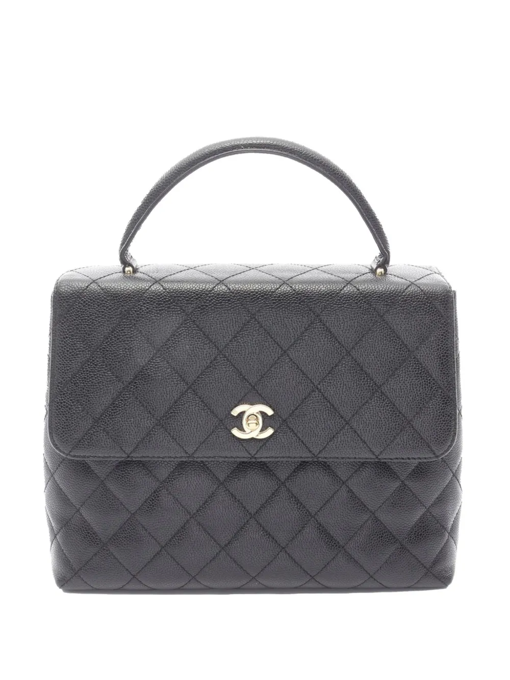 CHANEL Pre-Owned 2000-2002 CC Quilted Caviar Kelly Top Handle Bag handbag - Nero