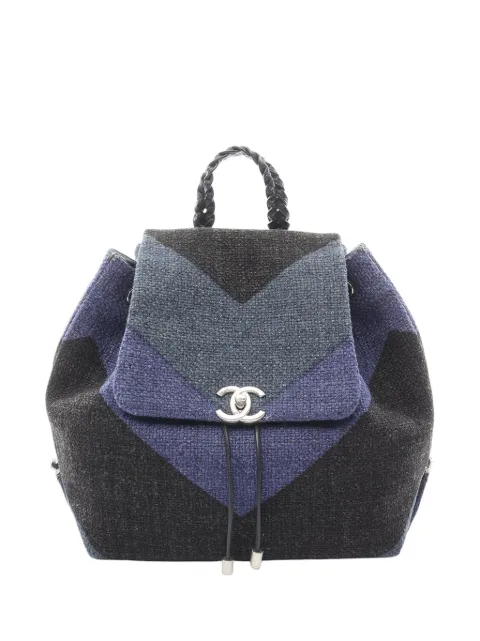CHANEL Pre-Owned sac à dos en toile à chevrons CC (2018)