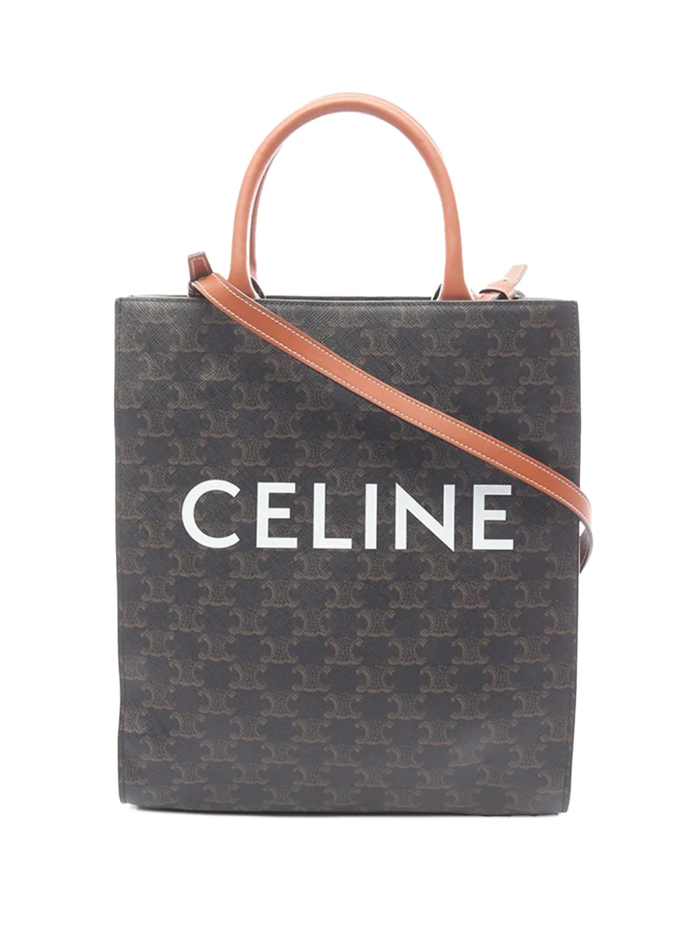 Celine Pre-Owned 2021-2026 Small Triomphe Coated Canvas Vertical Cabas Tote satchel - Marrone