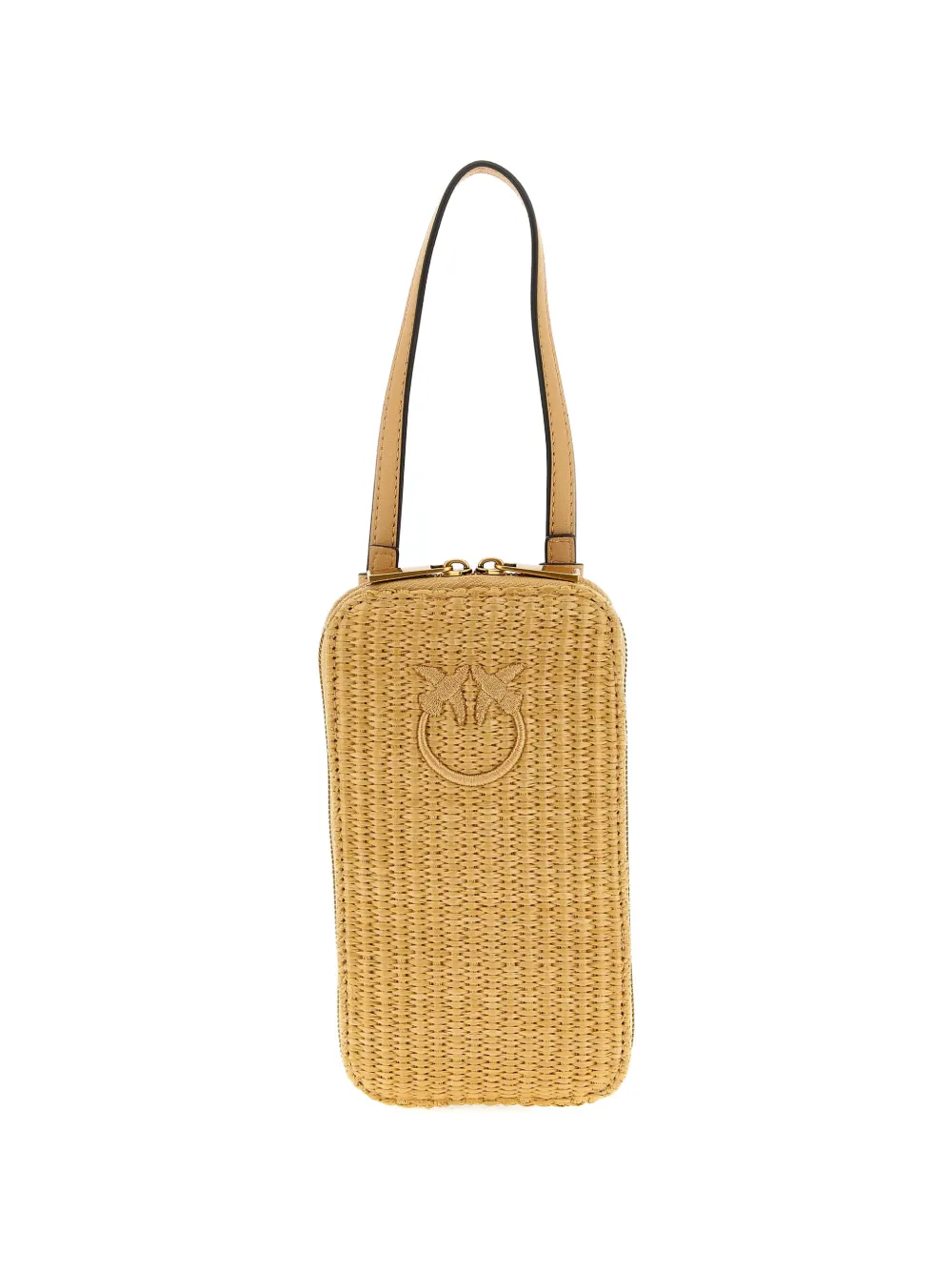 PINKO Love Birds Diamond braided smartphone holder - Toni neutri