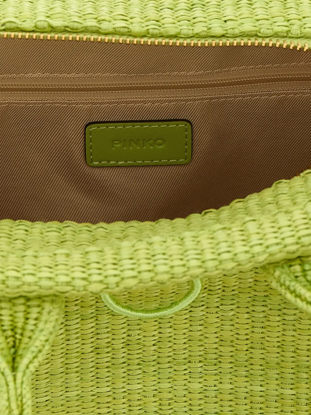 PINKO Love Birds geweven shopper met diamant Groen