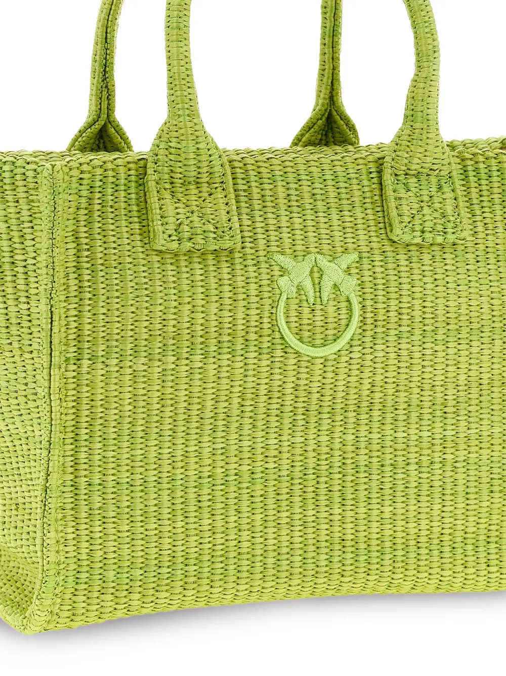 PINKO Love Birds geweven shopper met diamant Groen