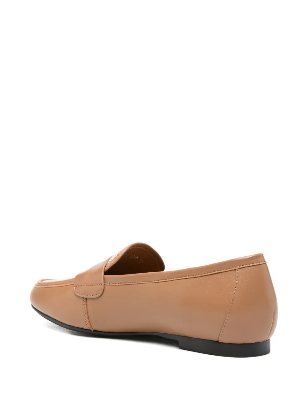 ADRIANNA FERETTI leather canvas-panelled loafers Beige