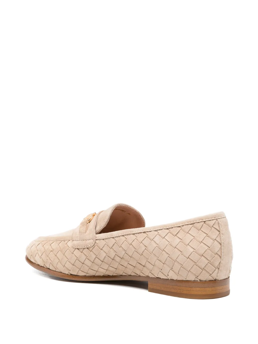 ADRIANNA FERETTI woven horsebit-detail loafers Beige