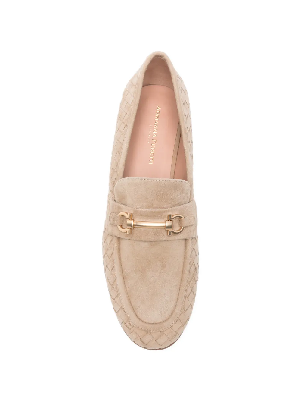 ADRIANNA FERETTI woven horsebit-detail loafers Beige