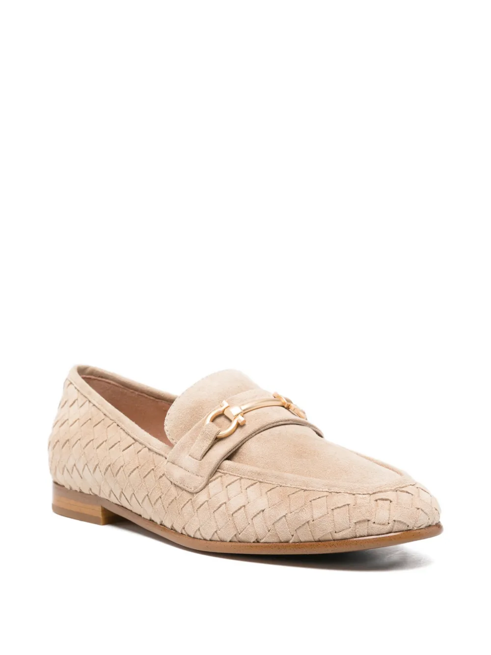ADRIANNA FERETTI woven horsebit-detail loafers Beige
