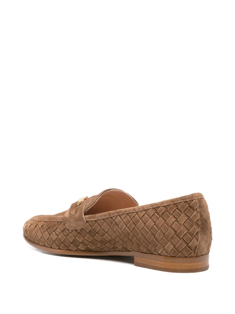 ADRIANNA FERETTI woven horsebit-detail loafers Bruin