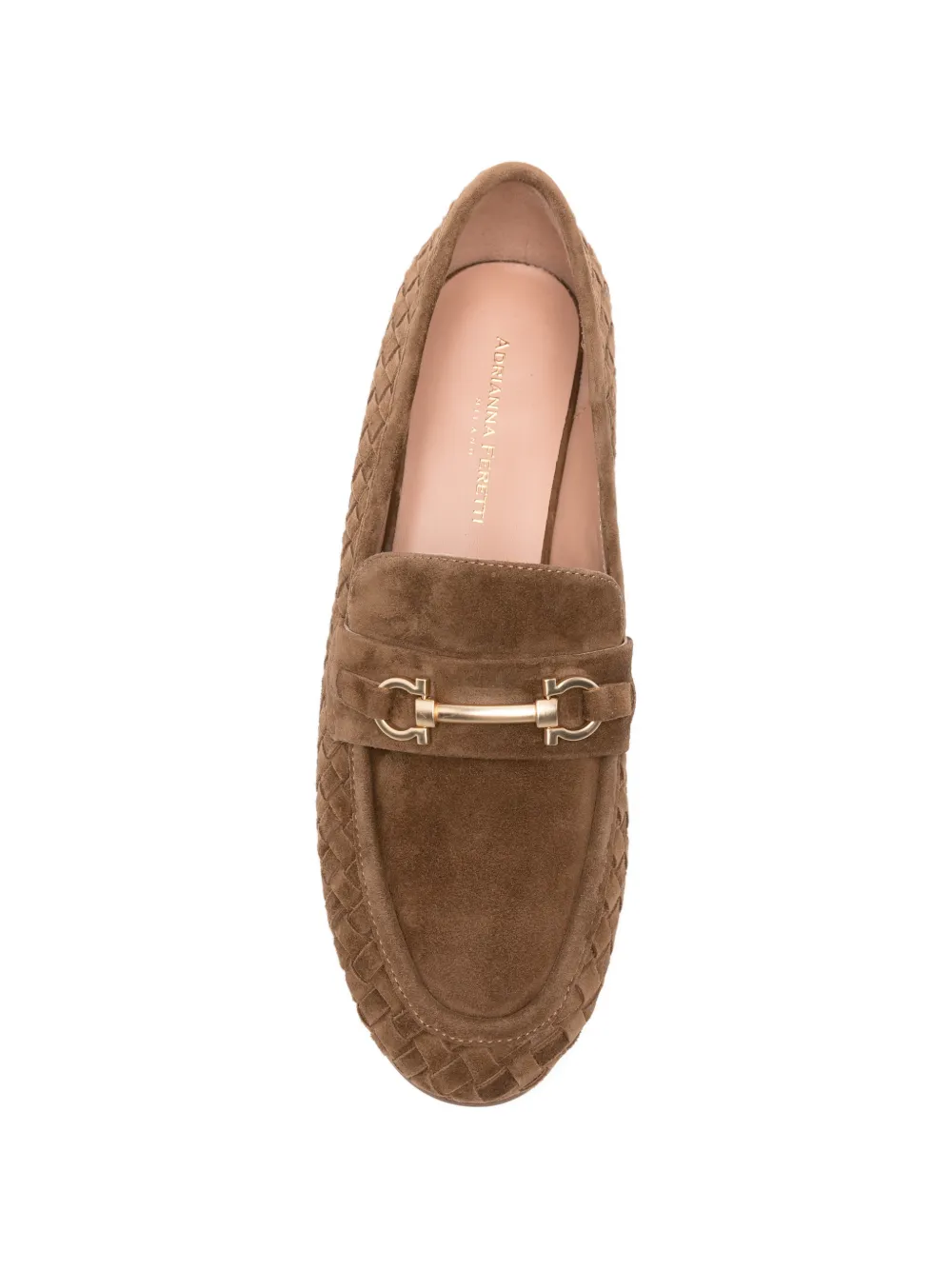 ADRIANNA FERETTI woven horsebit-detail loafers Bruin
