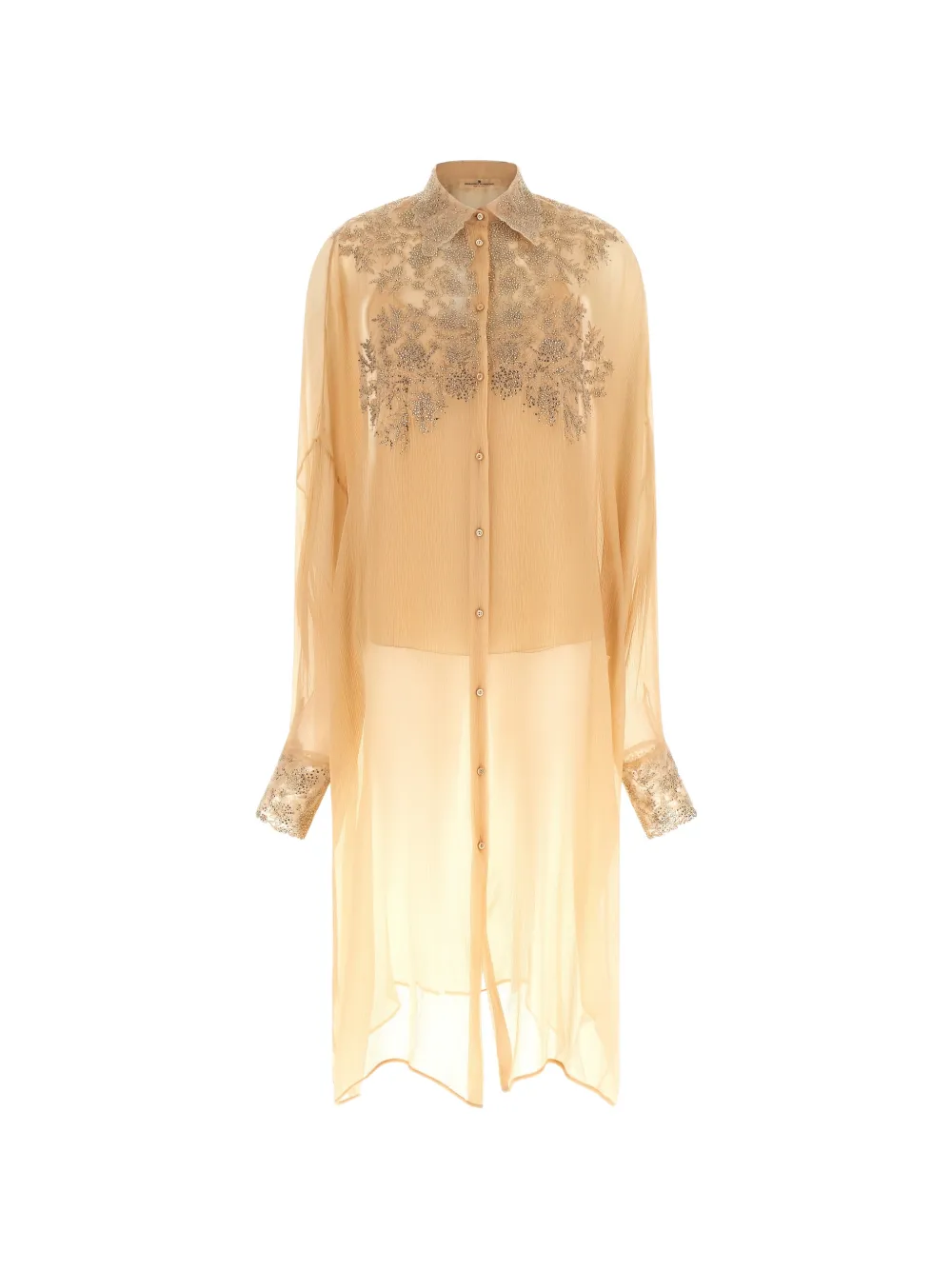Ermanno Scervino embroidered silk shirt dress - Toni neutri