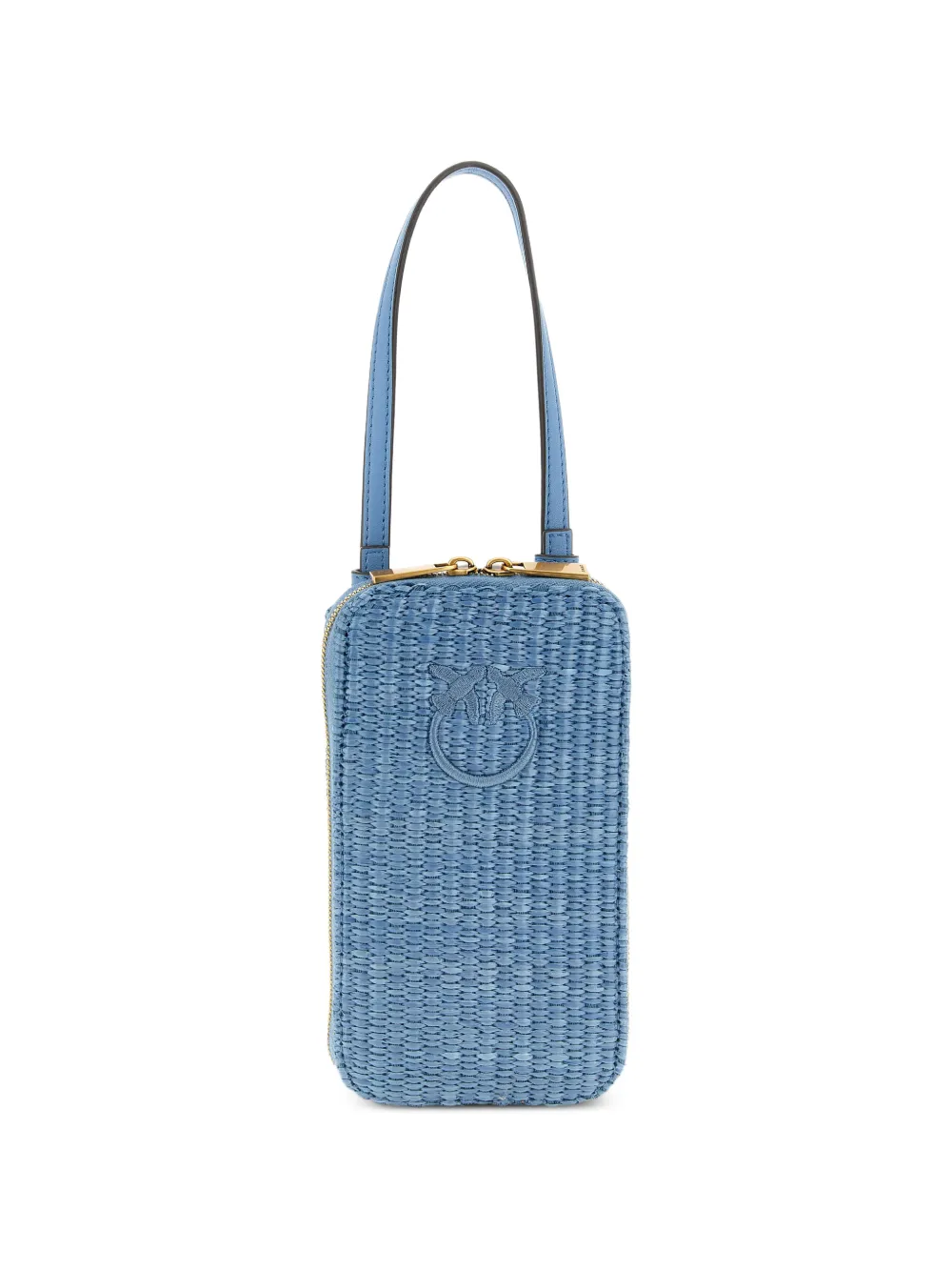 PINKO Love Birds Diamond braided smartphone holder - Blu