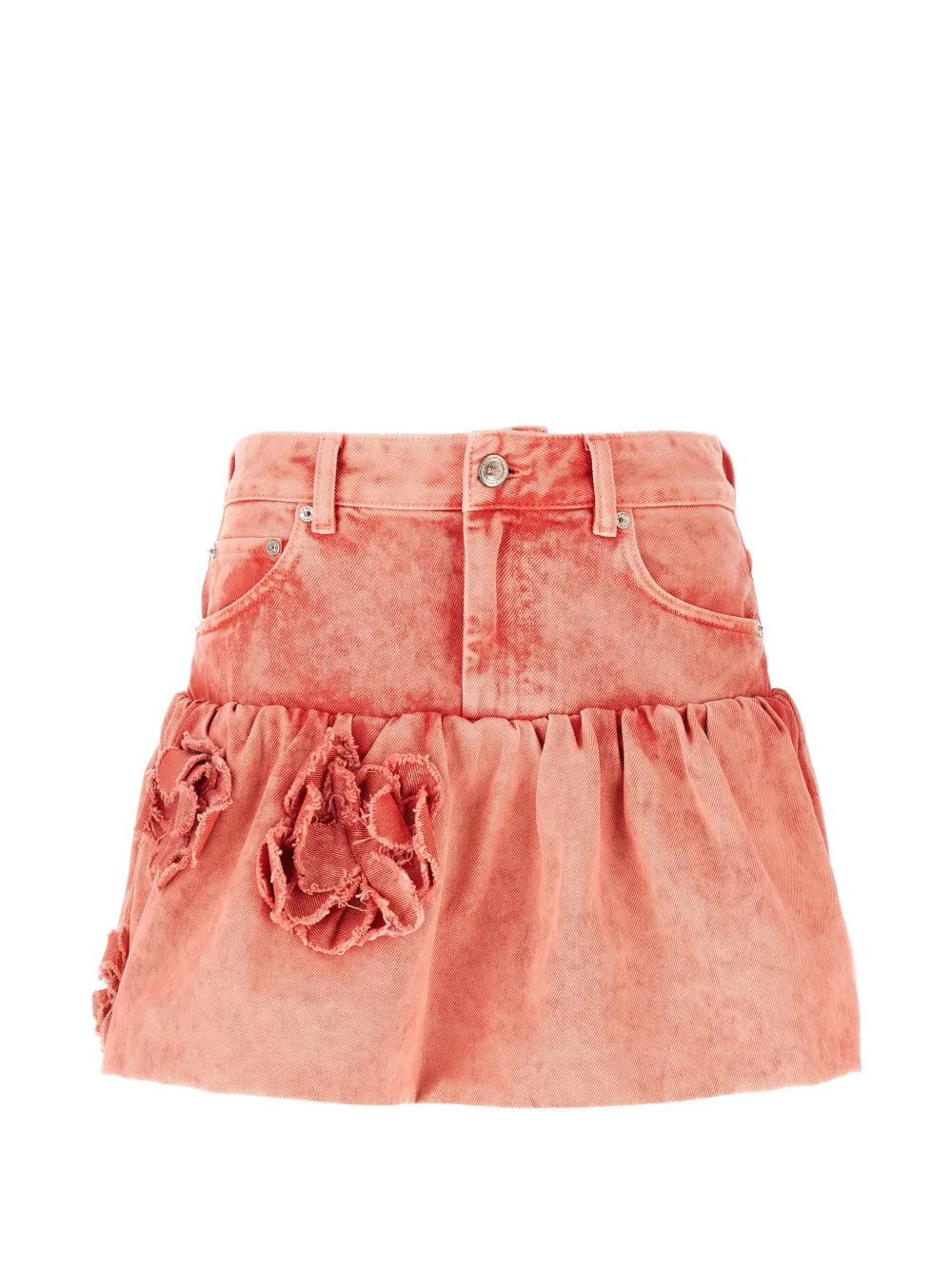 GANNI floral-appliqué flared skirt - Rosa
