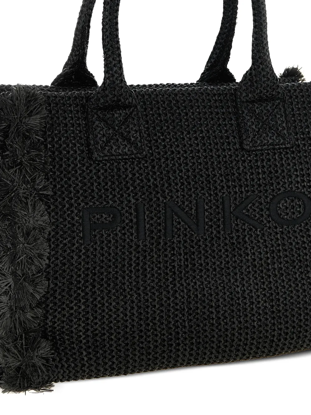 PINKO Shopper met franje en raffia-effect Zwart