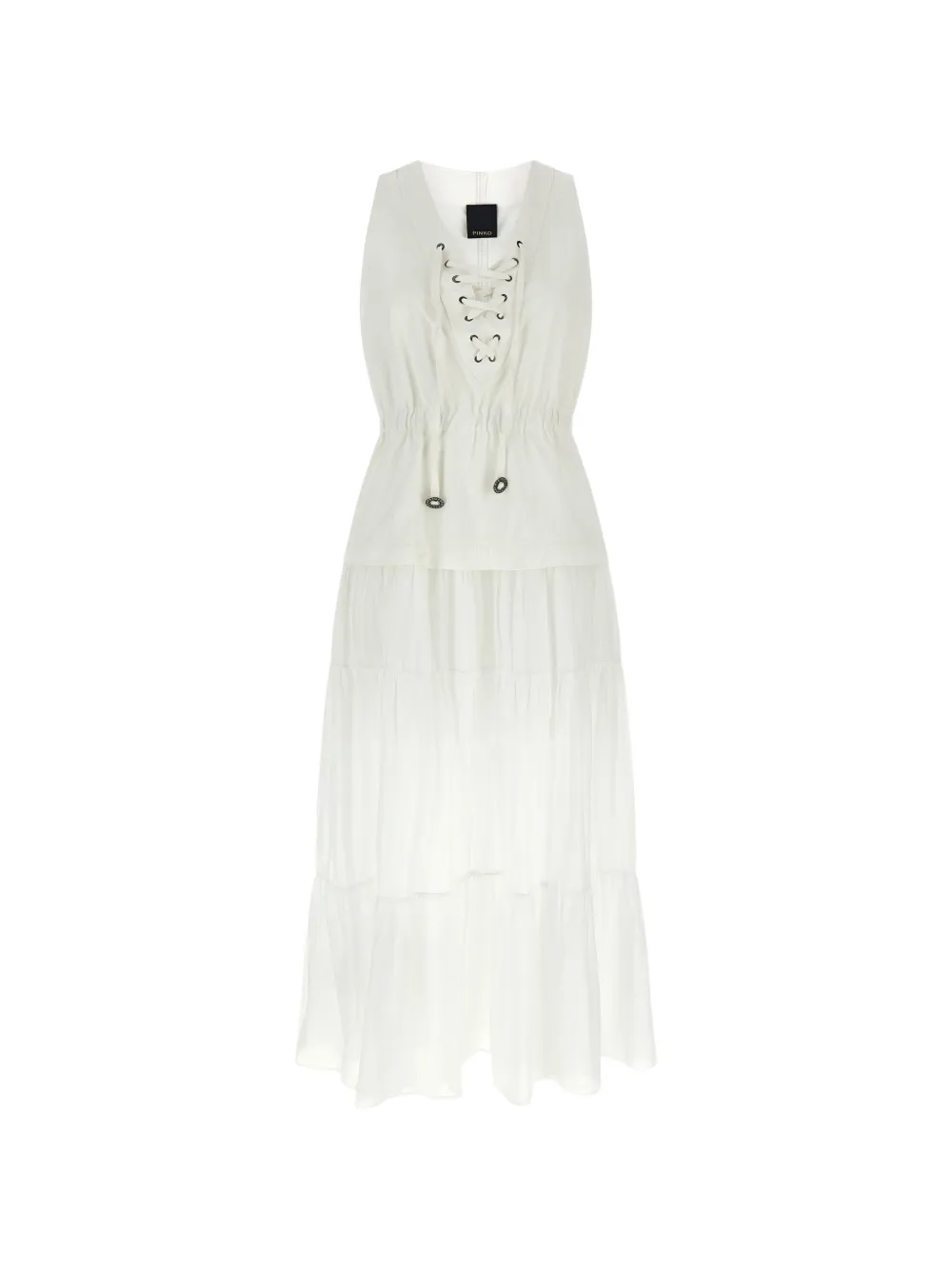 PINKO tiered lace-up maxi dress - Bianco
