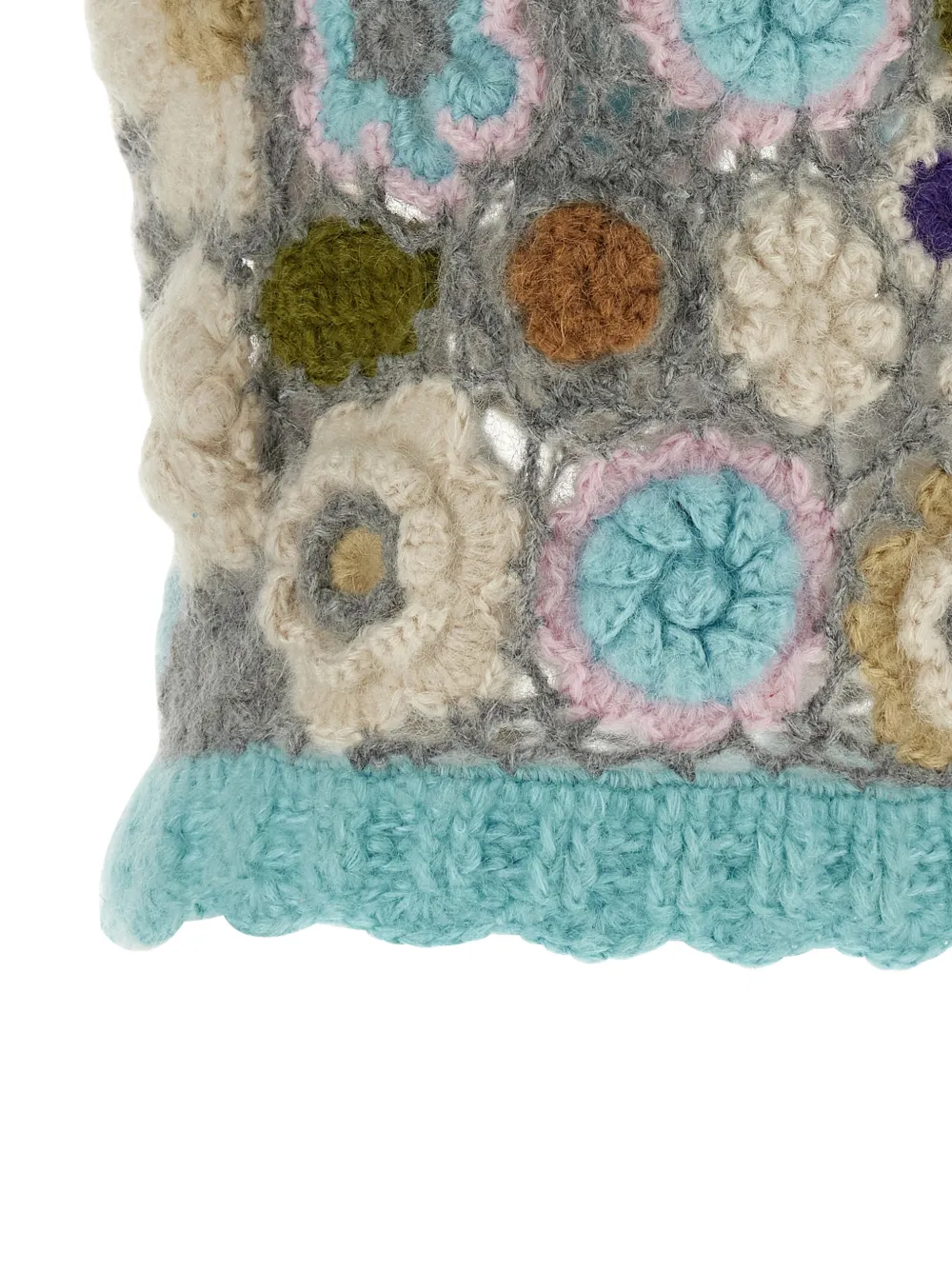 GANNI Dreamy gehaakte spencer met bloemenprint Blauw